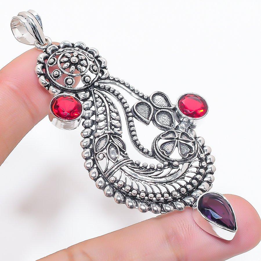 

Натуральный гранат, аметист, драгоценный камень, ювелирное изделие из стерлингового серебра 925 пробы, подвеска 3,35 f0l79