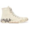 Balenciaga Paris High Top Sneakers 'White Destroyed Cotton and White Rubber with Graffiti' Men's 688752W3RR49010