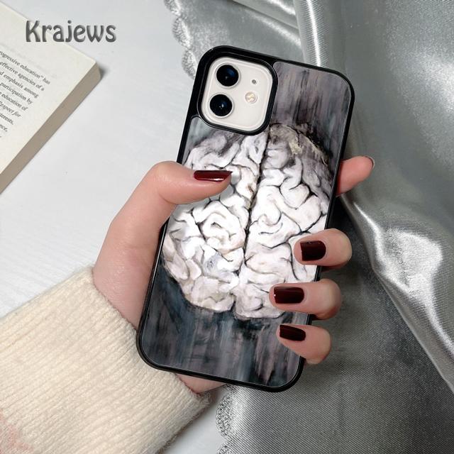 Krajews Anatomy Brain soft Phone Case Cover For iPhone 17 Air 16 15 14 plus 12 13 pro max coque Shell Fundas