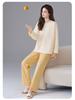 Women's Pure Cotton Pajamas with Chest Pad - Long Sleeve, Plus Size, for Autumn/Winter. Wearable Outdoors, Loose Fit Homewear.
