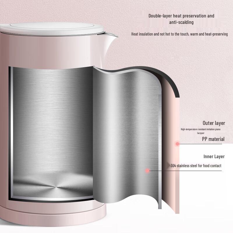 SUPOR 1.5L 304 Stainless Steel Double-Layer Anti-Scalding Electric Kettle