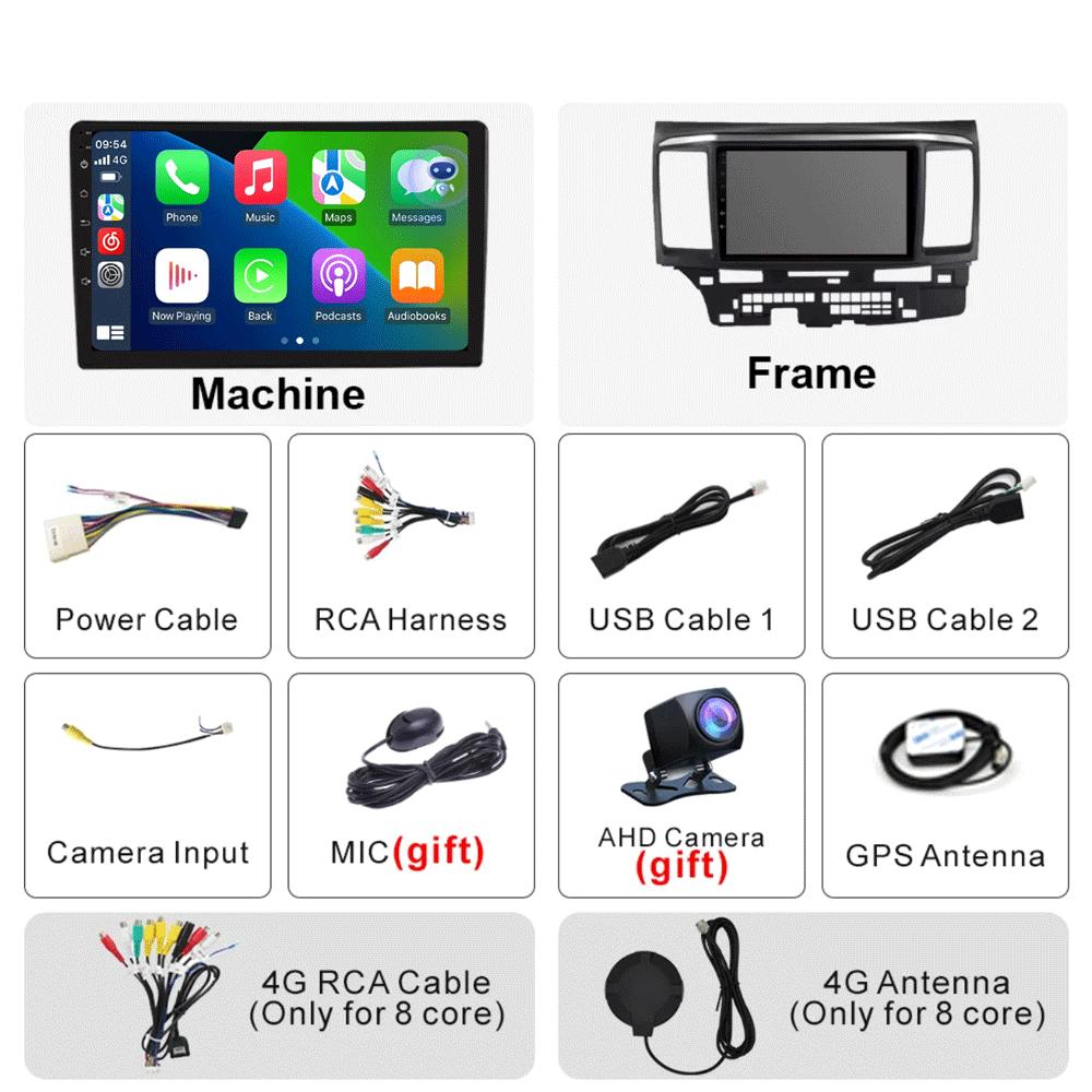 Android 14 video Player For MITSUBISHI LANCER 9 10 X 2008 - 2016 9Inch Car Radio Stereo Audio GPS Carplay Auto Screen