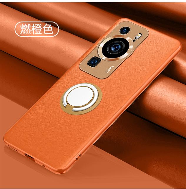 

Чехол для Huawei P60, ультратонкий металлический защитный чехол для объектива, чехол из искусственной кожи для Huawei P60 Pro ART P50E P40 Pro Plus, чехол-держатель с магнитным кольцом for P50 оранжевый