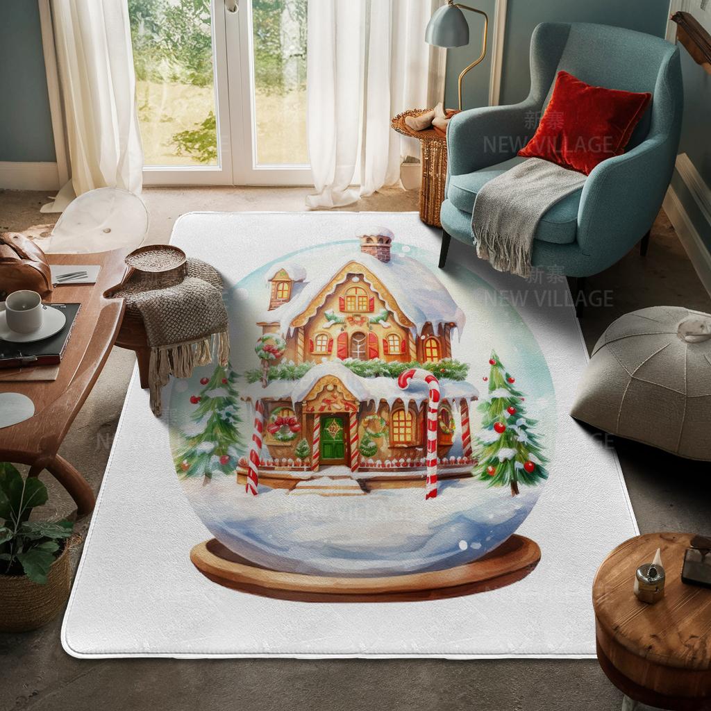 House Entrance Carpet Home Door Mat Living Room Bath Foot Bathroom Non-slip Water Absorption Rugs Bath Merry Christmas Winter