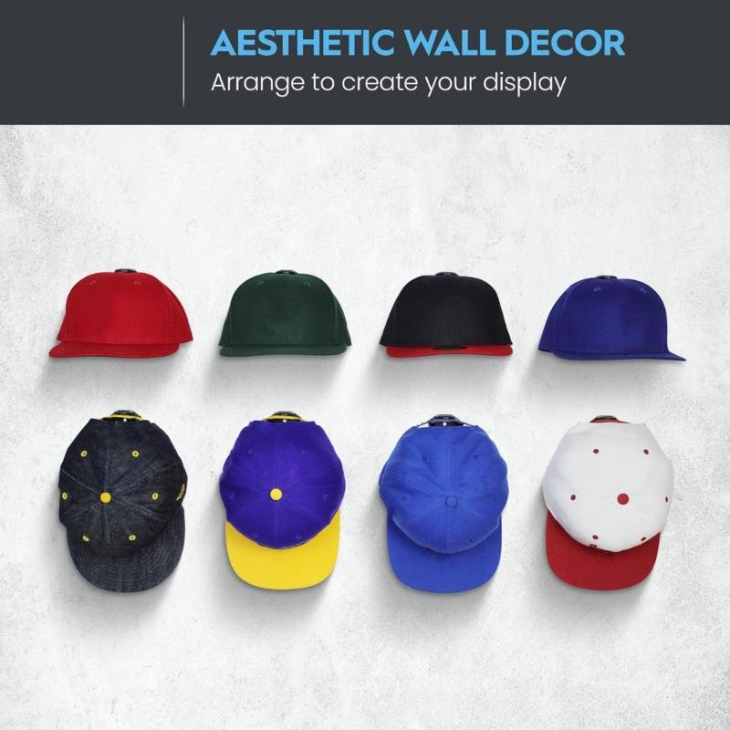 24Pcs/set Space Saving Hat Organizers for Wall Self Adhesive Hat Hanger Hooks Door Hat Holder Baseball Cap Storage Rack