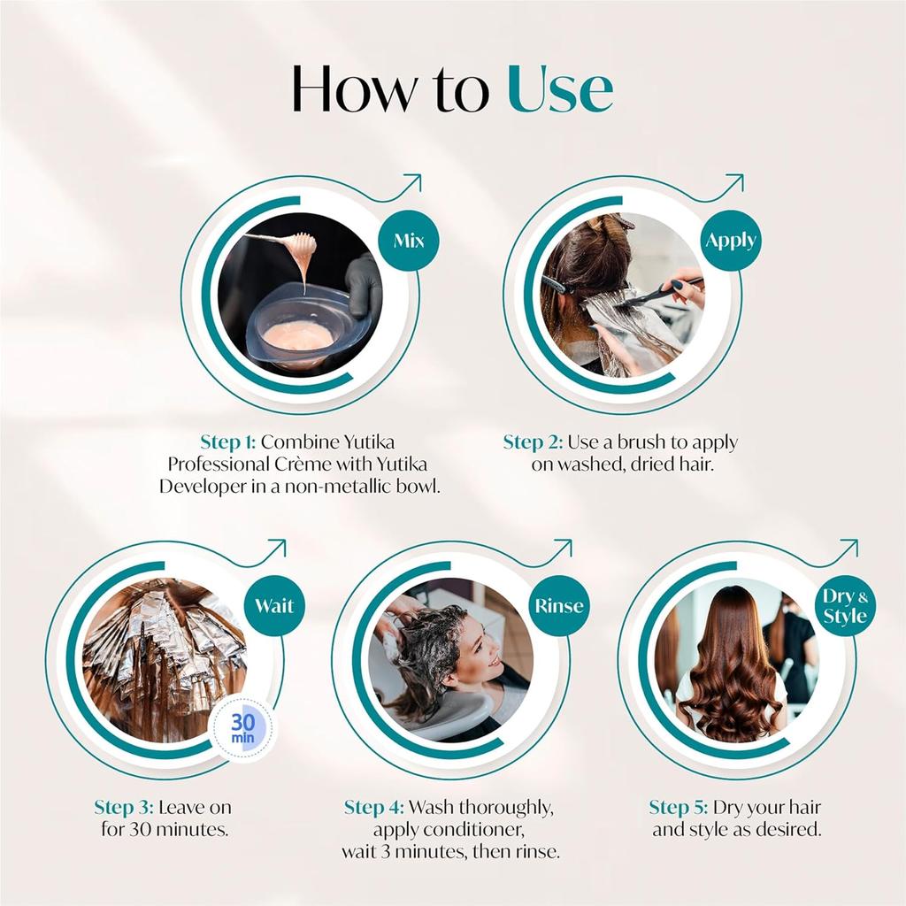 Yuthika Professional Hair Color Developer 20 Volume 6% 1L Smooth Even Salon Hair Application