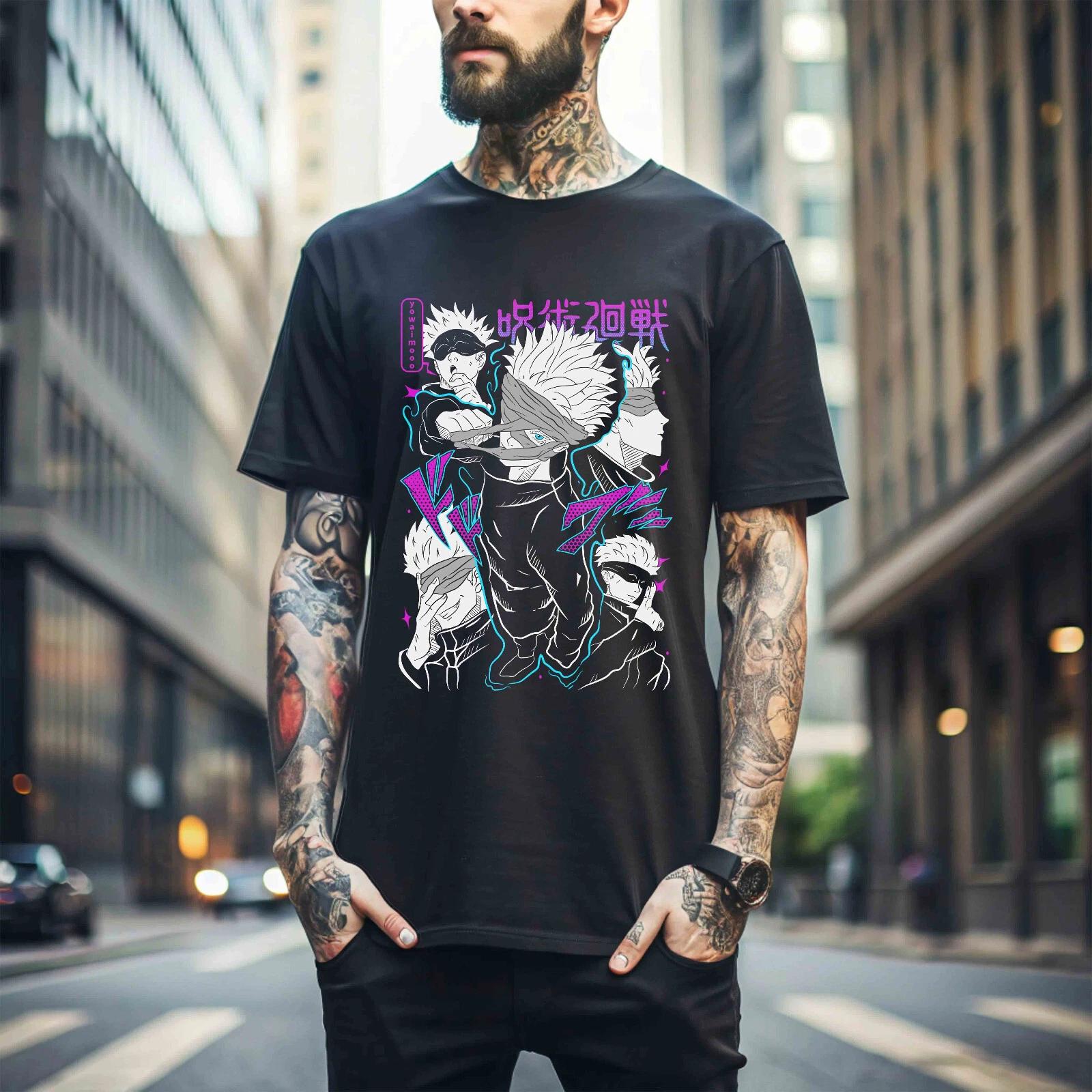

MENS WOMENS Gojo Satoru T-Shirt Jujutsu Kaisen best Anime manga lover black t-shirt 011 2XL