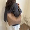 Retro duża torba shopper damska nowa casualowa modna torba shopper prosta tekstura torba na ramię pod pachę