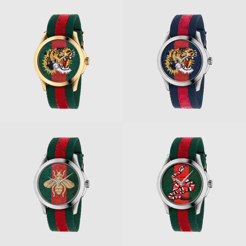 Female Sport Watch With Snake Tiger And Bee Embroidery Design For Daily Wear