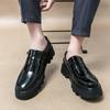 Fashion New Black Patent Leather Loafers Platform Men Shoes Round Toe Solid Slip-On Size 38-44  Mens Shoes