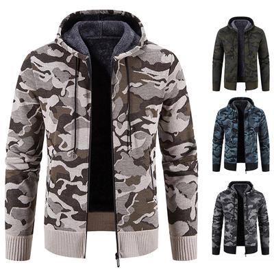 Men Winter Hoodies Knit Sweater Coat Zip Up Jacket Sweatshirts Fleece Zipper Open Overcoat Hombre Clothing