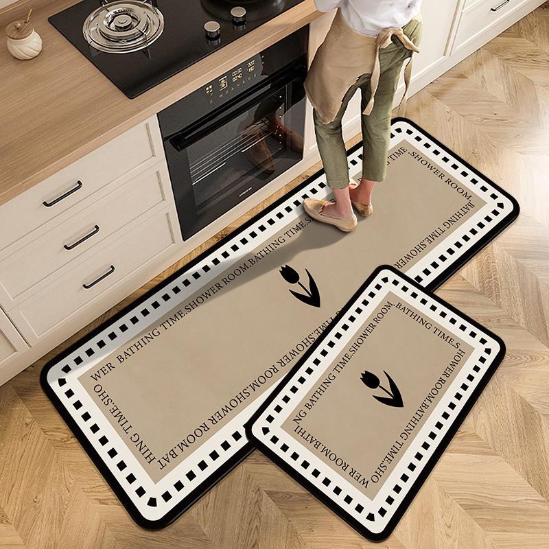 Vintage Floral Kitchen Carpet Mat Non-slip Rug Home Decoration Retro Pattern Anti-fatigue Floor Mats for Kitchen Bathroom Carpet