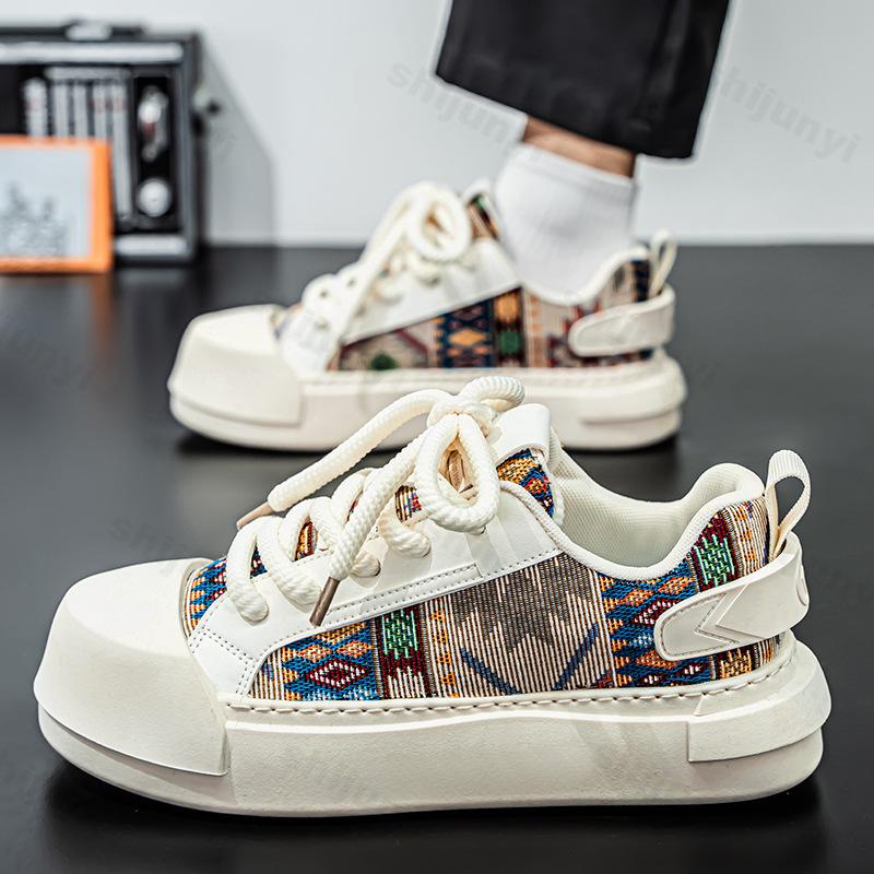 

2026 Autumn Men s Niche Design Low Top Thick Sole Casual Shoes Fashi Trend Versatile Comfortable Color Block Platform sneakers 39 белый