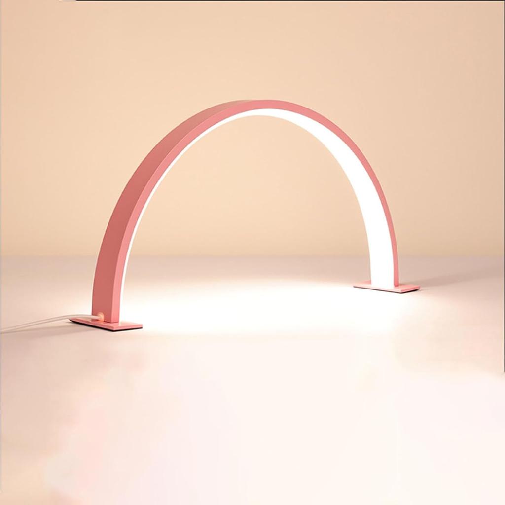 Half Moon Light for Nail Desk, 15.35inch Nail Desk Lamp, Nail Desk for Nail Tech, Makeup Desks Lamps, USB Rechargeable Desks LED Lights for Beauty