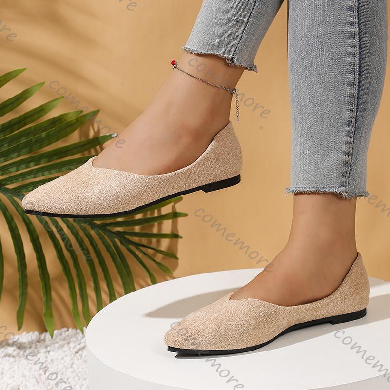 Fashion Comemore Pointed Toe Fashion Women Flats Casual Suede Solid Ciolor Slip on Shoes for Women Soft Sole Shallow Lightweigh Loafers