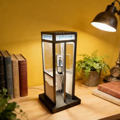 Retro Hohe Telefonzellenlampe Vintage Telefonzelle LED Nachtlicht Klassische Straßen-Telefonzelle Dekorative Tischlampe für Schlafzimmer Büro Wohnheim Dekoration