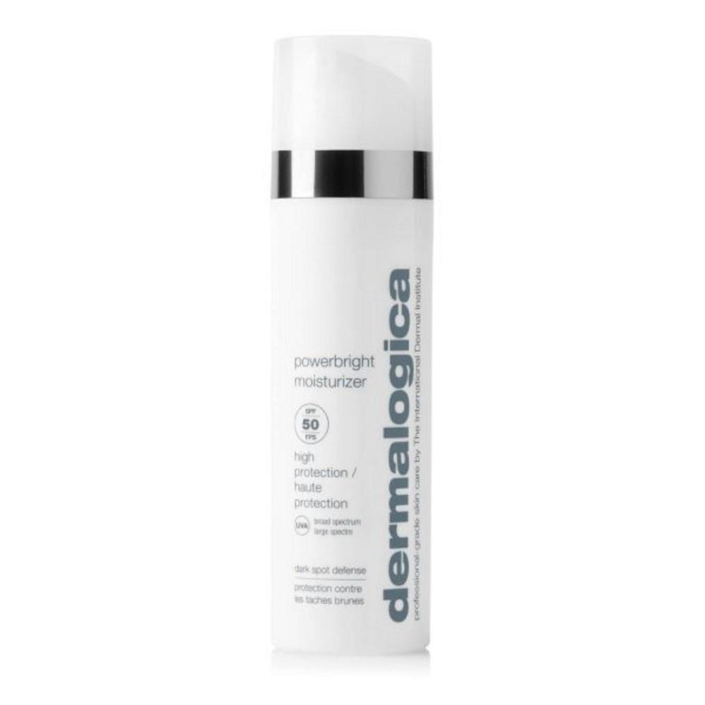 Dermaloglica Power Bright Moisturizer SPF 50 Facial Sunscreen protects the skin from dark spots with niacinamide and hyaluronic acid.