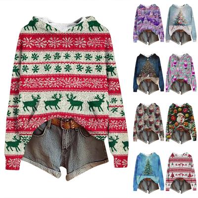 Sweatshirts For Women Knit Sweater Cute Shirt Fall Pullover Hooded Sweatshirt