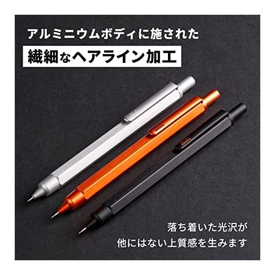 Rhodia Script Hexagonal Barrel Aluminum Body Hairline Finish 0.5mm Black Mechanical Pencil
