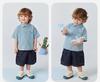 [Pure Cotton] Mini Balabala Boys' Short Sleeved Shirt Denim Soft Breathable Lightweight Top 26 Summer New Product