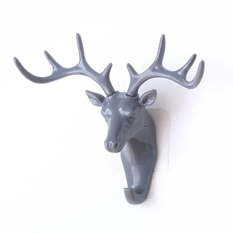 1 Pcs Wall Hanging Hook Vintage Deer Head Antlers For Hanging Clothes Hat Scarf Key Deer Horns Hanger Rack Wall Decoration