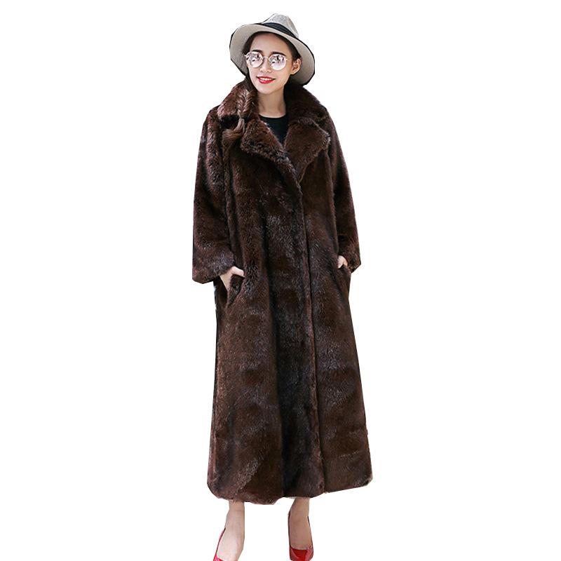 Autumn and winter new fur coat mink coat women's whole mink, mink long imitation whole mink velvet plus fat