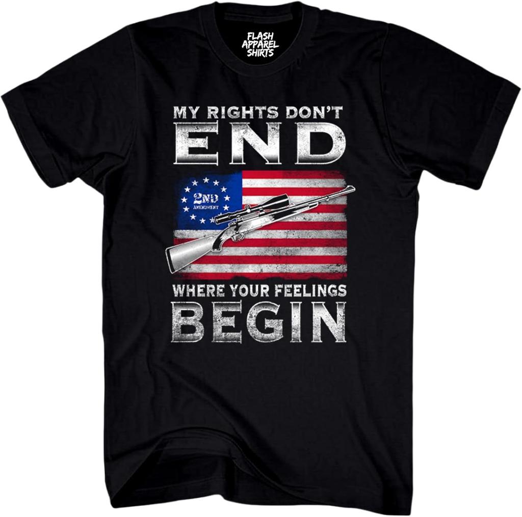 American Flag Rifle Rights Don't End Begin T-shirt