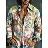 Camisa de hombre con estampado artístico 3D estilo lino retro casual manga larga solapa top moderno y cómodo nueva camisa de talla grande