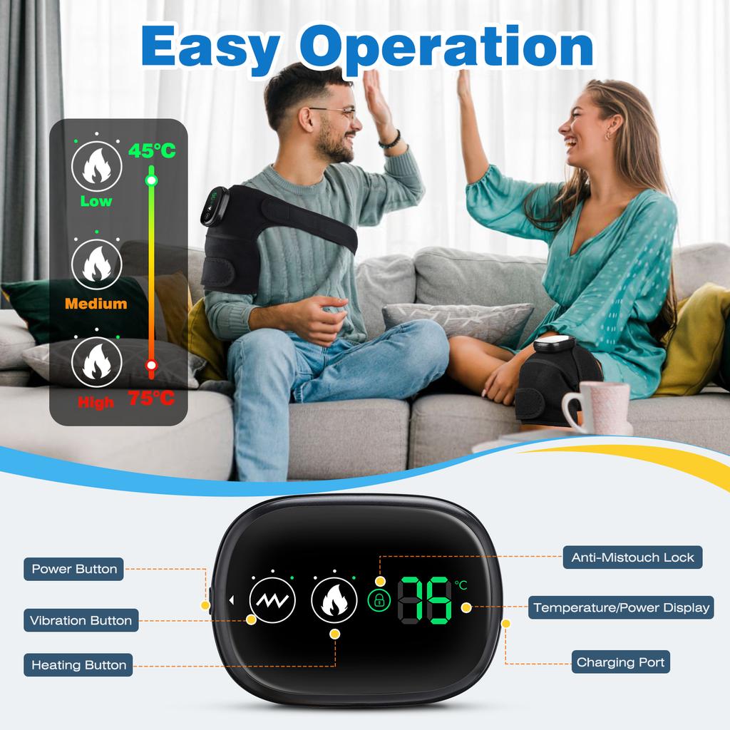 Electric Knee Tempreature Massager Fomentation Vibration Massage Device Shoulder Elbow Joint Heating Knee Pad Blood Circulation