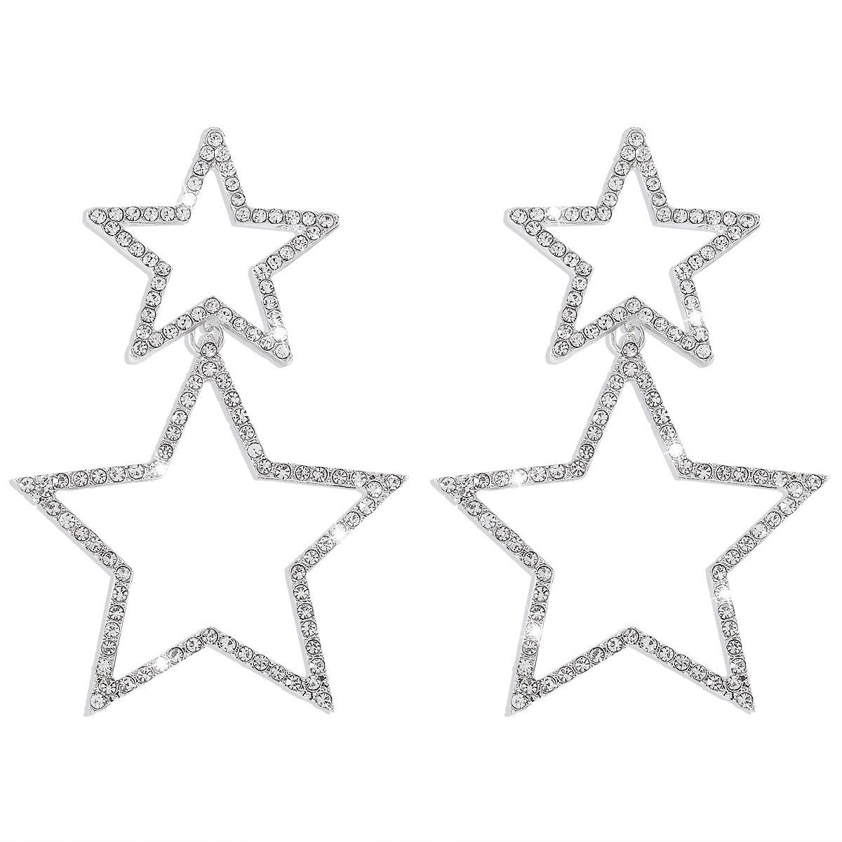 

New Fashion Rhinestone Big Star Dangle Stud Earrings for women Personality Trendy Temperament Earrings Party Jewelry Gift