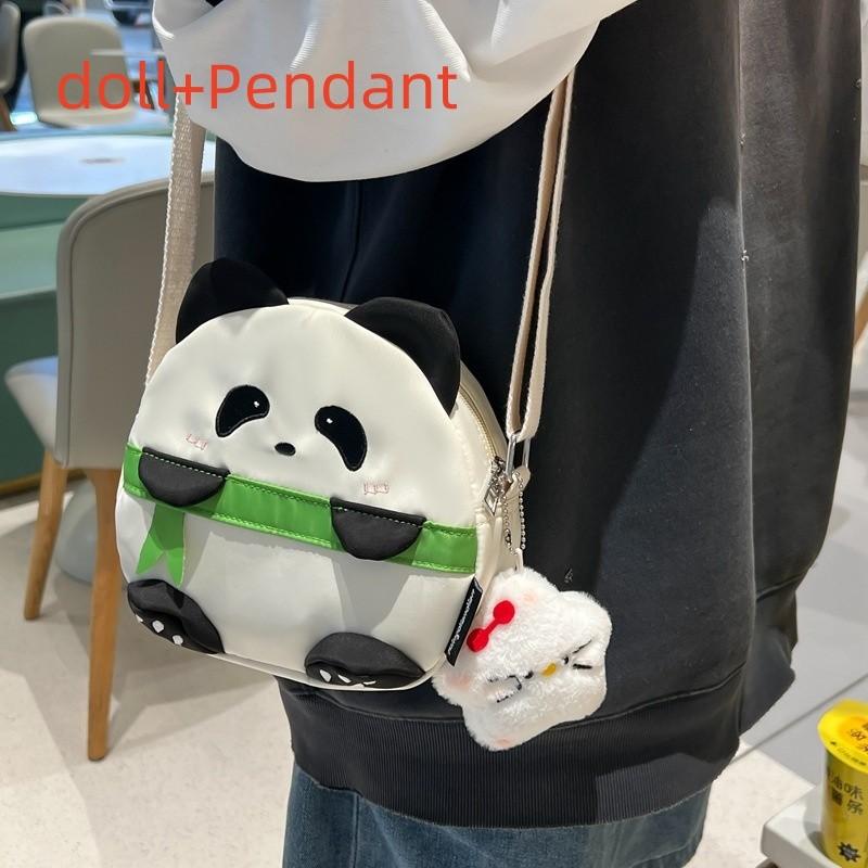 Panda Cartoon Small Shoulder Bag With Nylon Material For Daily Casual Use
