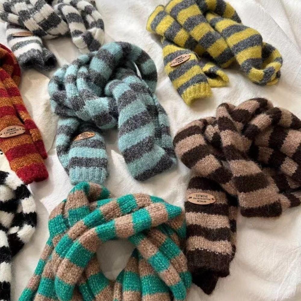 Kombination Kleidung Accessoires Gestreifter Schal Y2K Stil Gestrickter Schal Lange Schmale Schals Damen