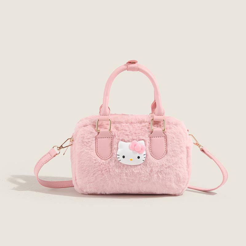 Autumn and Winter New Furry Cute Pink Series Kitty Cat Diagonal Cross Bag Niche Versatile Single Shoulder