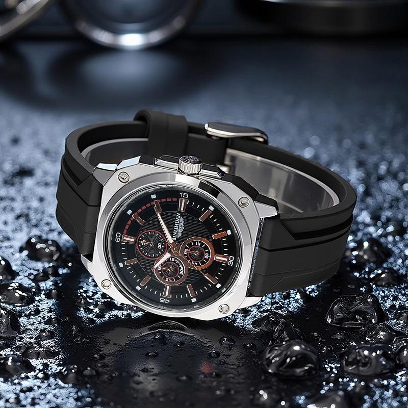 Herren-Sportuhr Lederarmband Uhr Quarz-Armbanduhr
