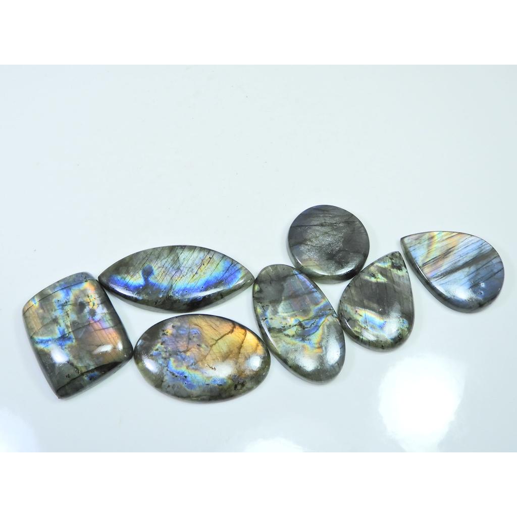 254Cts. Natural Purple Labradorite Spectrolite Mix Loose Gemstone 7Pcs Lot LL-1187