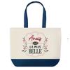 Tote Bag - PLANETEE - Anaïs the Most Beautiful - Blue Background - Cotton - 40 X 45 Cm