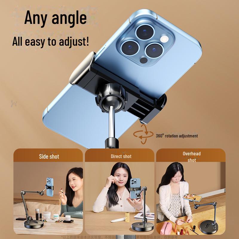 Adjustable Cantilever Stand for Phones, Tablets, iPad, and Switch - Ideal for Desktop Use, Live Broadcasting, Overhead Shooting, and Lazy Viewing.