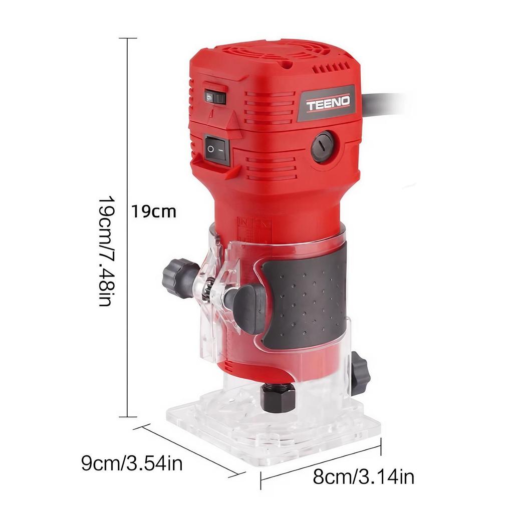 High Speed 650W 32000RPM Electric Wood Router 14 Inch Shank 12Pcs Bits Set Woodworking Power Tool Trimmer
