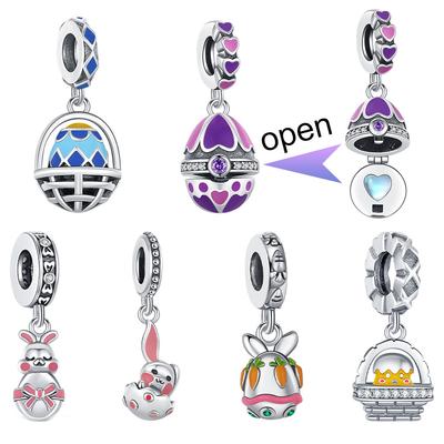 Copper Easter Pendant Cute Rabbit Charm Fashion Bead Fit Original Bracelet Diy For Women Fine Jewelry Party Gift
