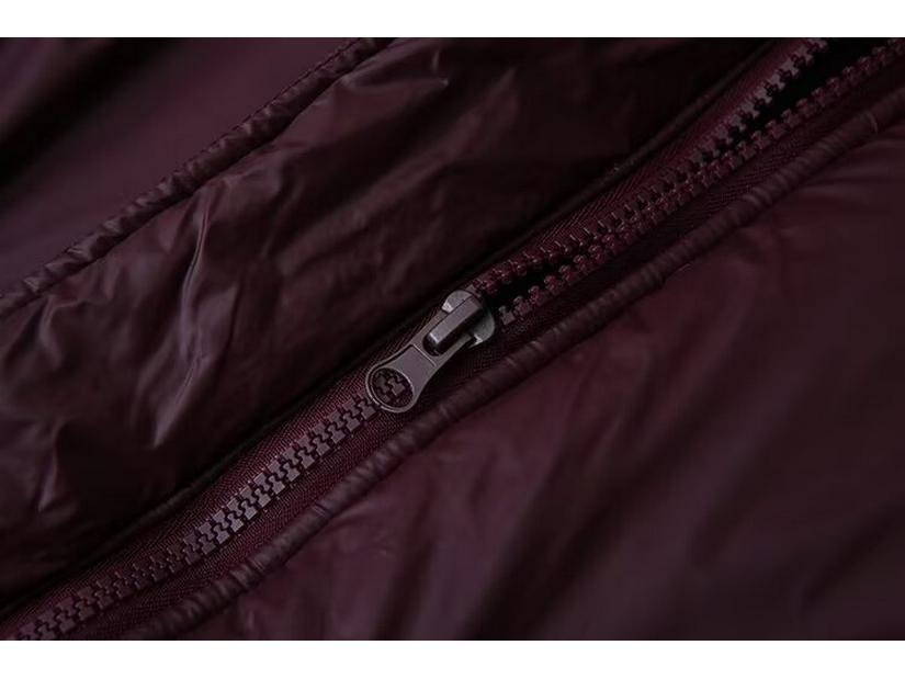 2024 Women's Wine Red Hooded Cotton Coat: European & American Style, Versatile & Fashionable Winter Wear