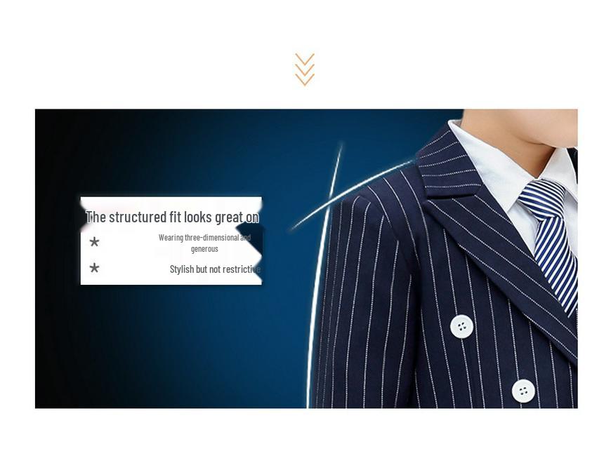 2022 Autumn/Winter Boys' Striped Blazer Suit Set - Formal Wear for Flower Boys and Hosts