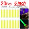 10/20Pcs 6Inch Fluorescence Glowing Sticks with Hook LED Glow Stick Waterproof Concert Party Glow In The Dark Stick for Camping