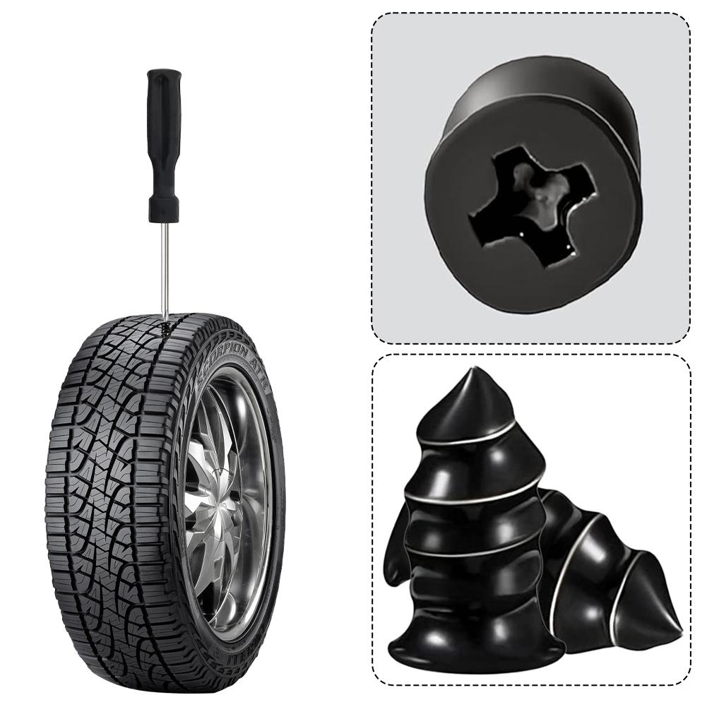 Tubeless Tire Patch Tire Repair Screws Puncture Set for Car Motorcycle, Vacuum Tubeless Tyre Rubber Nail Repair Tools Kit