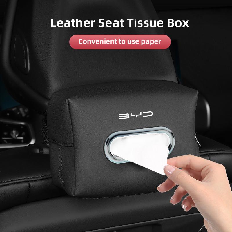 Car Seat Back Tissue Box Auto Leather Tissue Holder For BYD Qin Tang U8 F3 E6 Atto3 Yuan Plus Song Max F0 G3 I3 Ea1 Dmi 2din S7