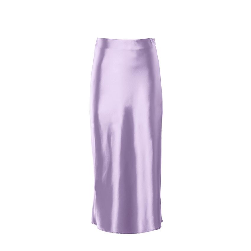 Satin Silk Skirt Women High Waisted Long Skirt Elegant Ladies Office Skirts Midi Spring A-line Skirt