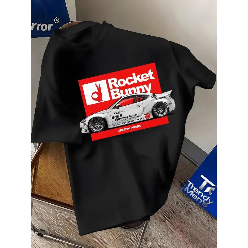 Men'S Short-Sleeved T-Shirt Rocket Bunny Wide-Body Sports Car Print Wear Street Style Casual Niche Unique Design Popular Trend Wear