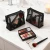 3-teiliges Set Netz-Make-up-Tasche, Ins-Stil Kosmetik-Organizer für Damen, Tragbare Mini-Reise-Kulturbeutel für Lippenstift & Kosmetik
