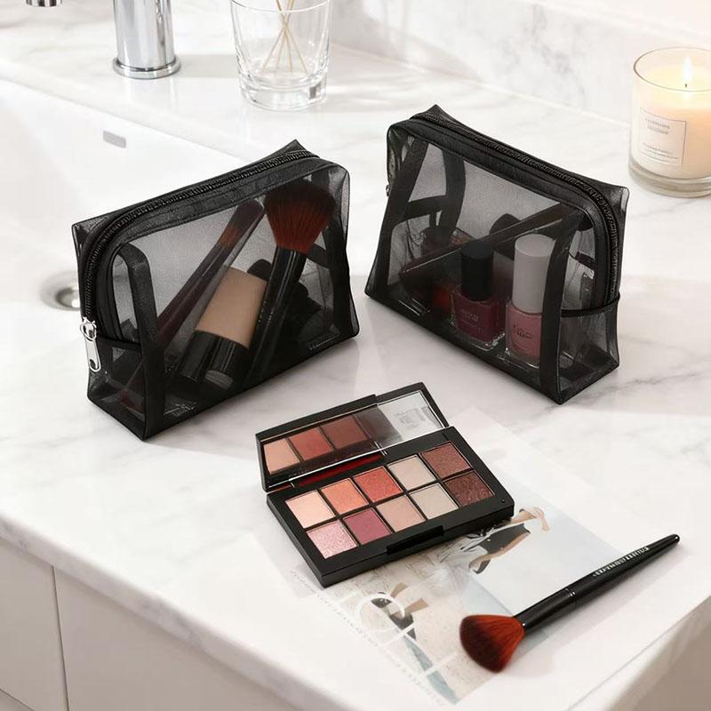 3-teiliges Set Netz-Make-up-Tasche, Ins-Stil Kosmetik-Organizer für Damen, Tragbare Mini-Reise-Kulturbeutel für Lippenstift & Kosmetik