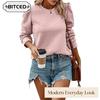 Blusas y camisas informales de manga larga con cuello redondo a la moda para mujer