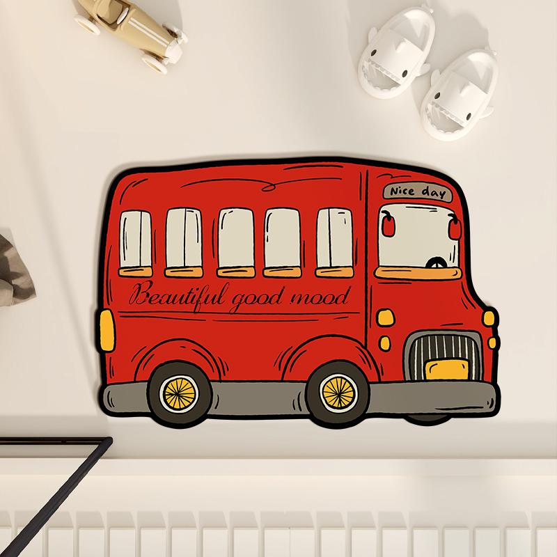 

Впитывающий быстросохнущий нескользящий коврик для ног, коврик для туалета из диатомовой грязи, коврик для ванной, коврик под дверь ванной, мультяшный автомобиль 40x60cm15.7x23.6in